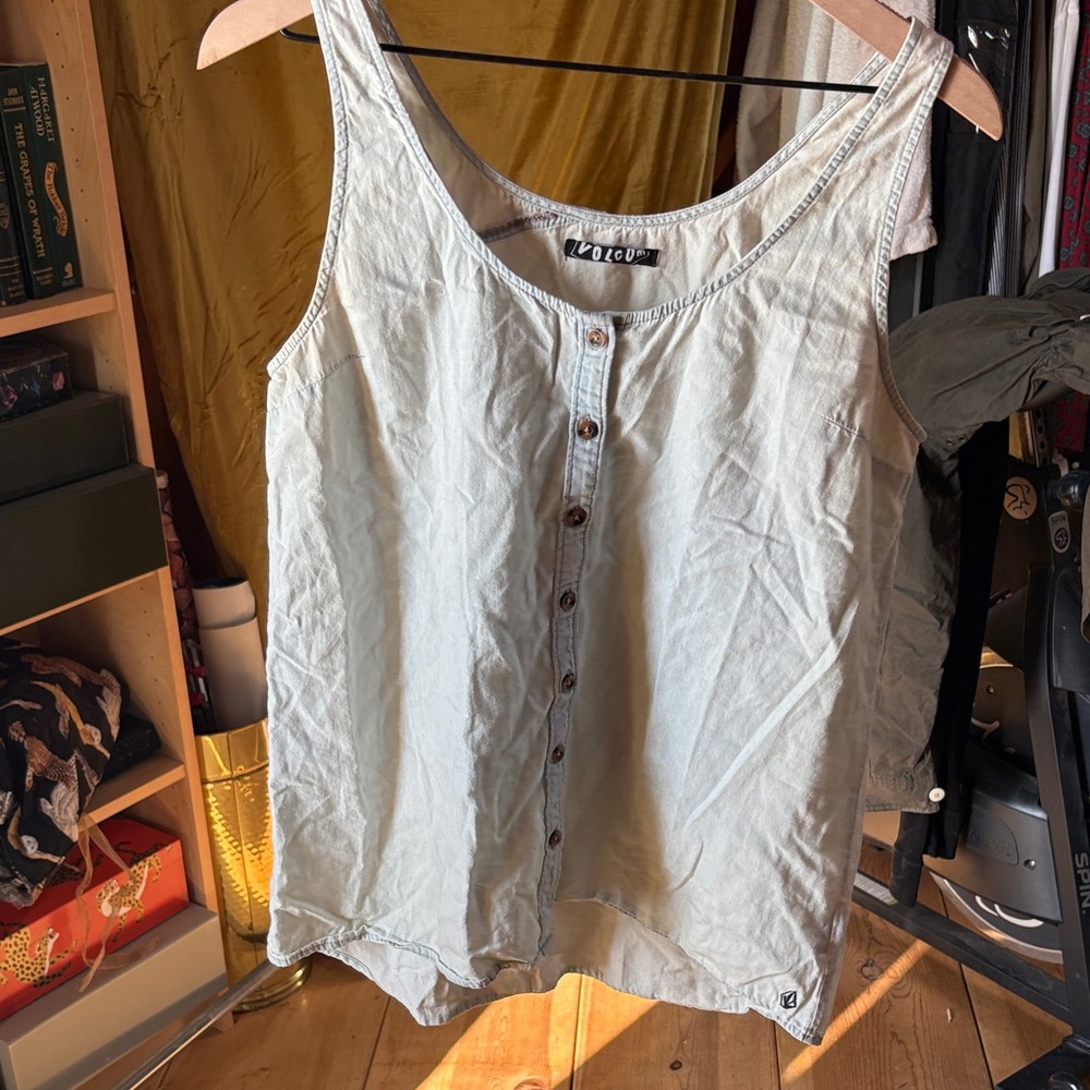 Volcom Women's chambray Button-Front Tank